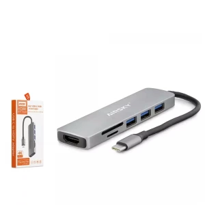 HADRON HDX7790 ÇEVİRİCİ TYPE-C TO 3.0 USB + HDMI + CARD READER 6 IN 1 HDTV 4K