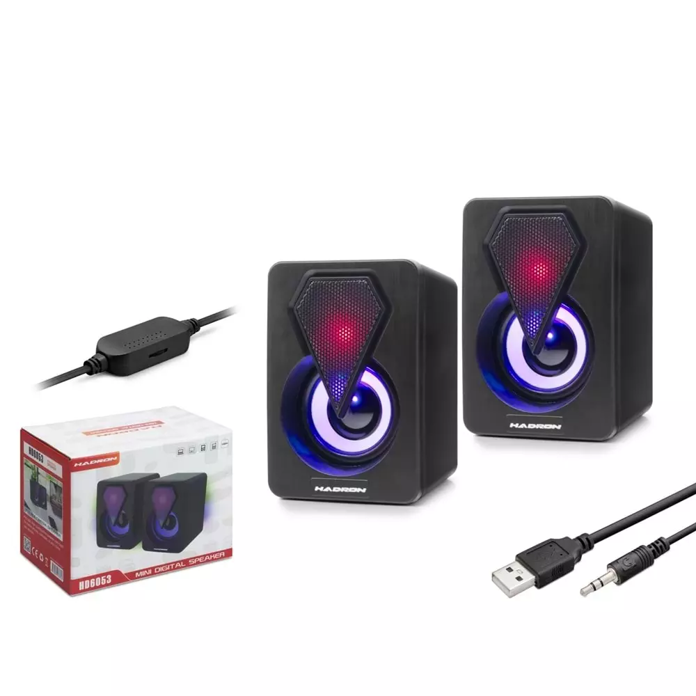 HADRON HD6053 BİLGİSAYAR HOPARLÖRÜ 1+1 LEDLİ SİYAH