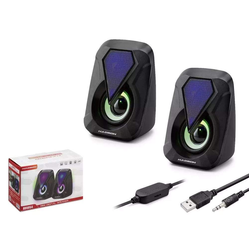 HADRON HD6054 BİLGİSAYAR HOPARLÖRÜ 1+1 LEDLİ SİYAH